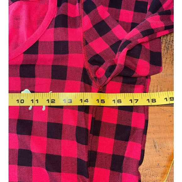 Victorias Secret PINK Womens 1-Piece Red Black Gold Plaid Pajamas Sleep Small - Picture 4 of 9